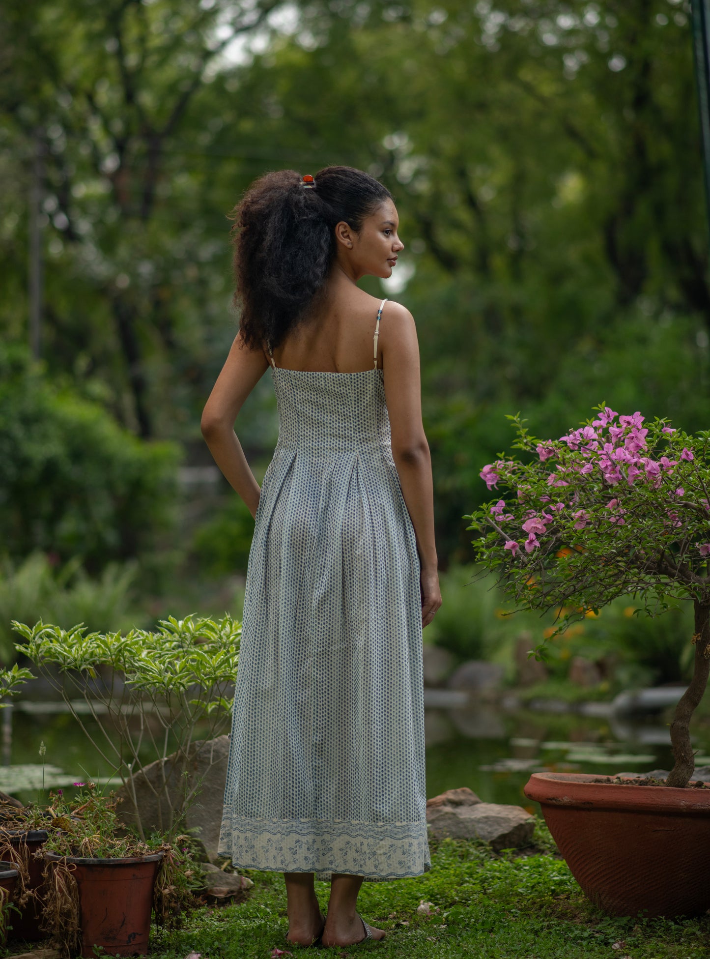 Zulu Dress : Laurel Dotty Blue Voile