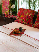 Printed Pillow Cover Reversible : Bird Coral Sheeting