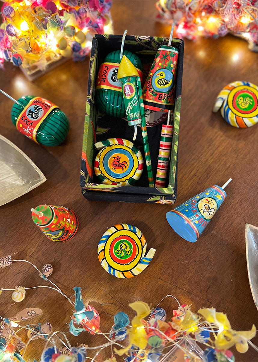 Handpainted Fridge Magnet Cracker :  Anaar  Wooden