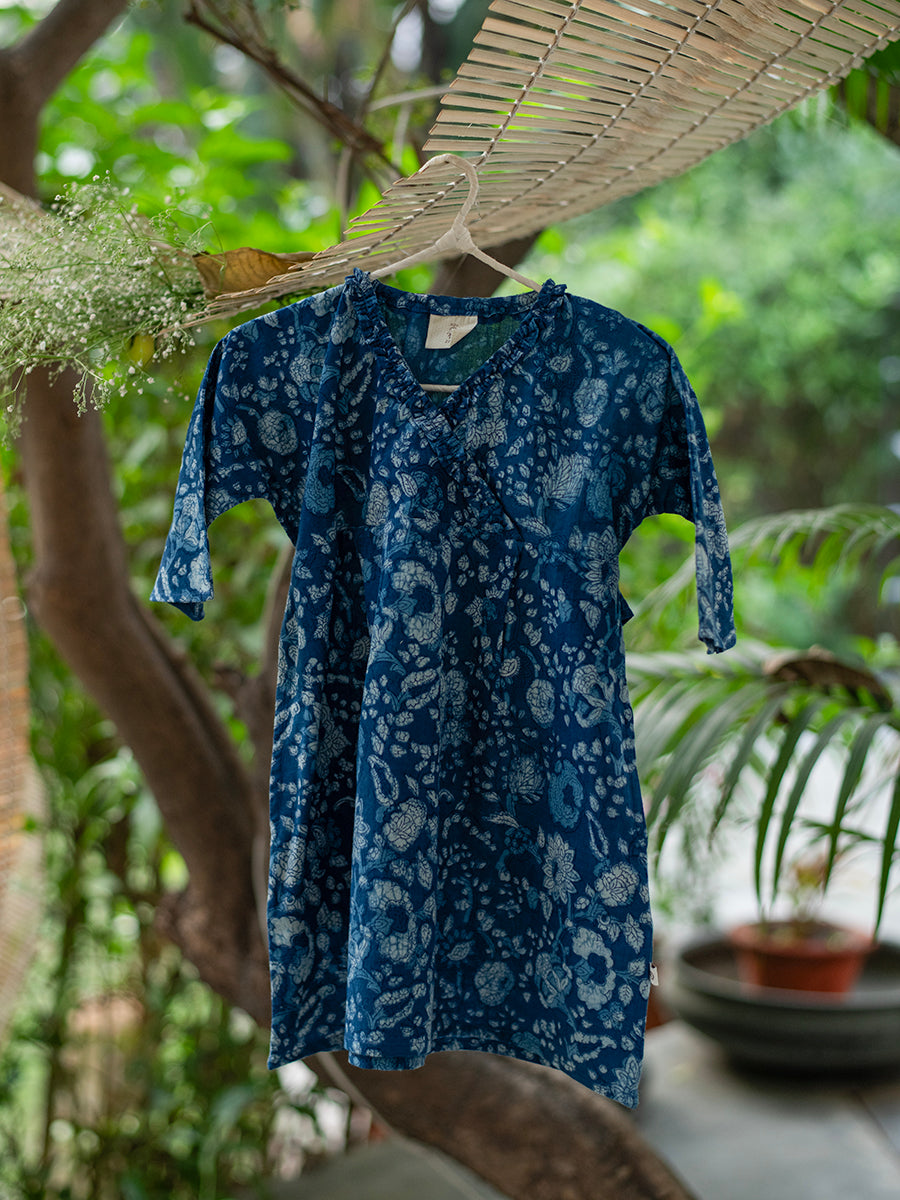 Kids Tea Time Dress : Gulmohar Indigo