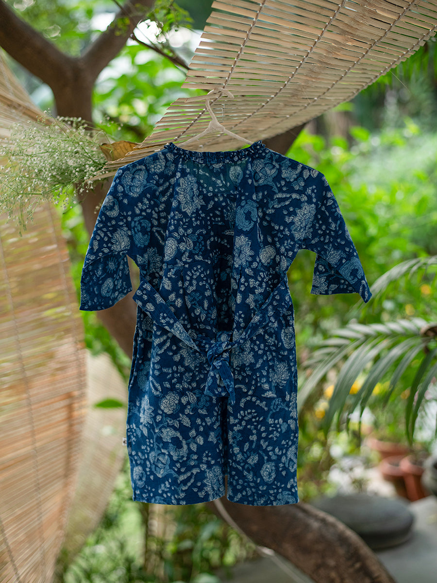 Kids Tea Time Dress : Gulmohar Indigo