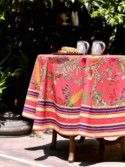 Buy Online Dining Table Cloth Round Bird Coral Free Shipping in India @ Best Price|The Shop