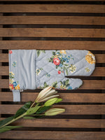 Potpourri Aqua Canvas Oven Mitt
