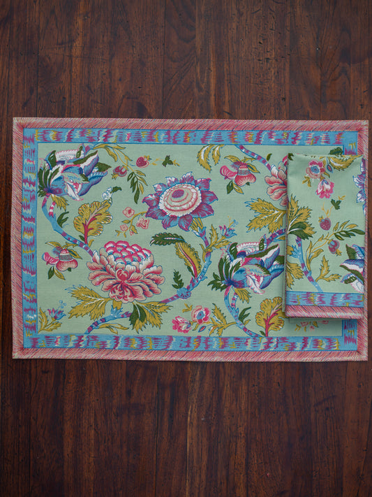 Printed Mat Set of 6 : Redwood Mint Canvas