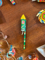 Handpainted Fridge Magnet Cracker : Rocket Wooden