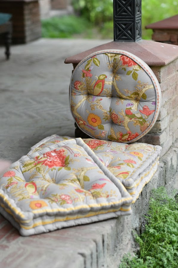 Printed Floor Cushion : Bird Manosque Sheeting