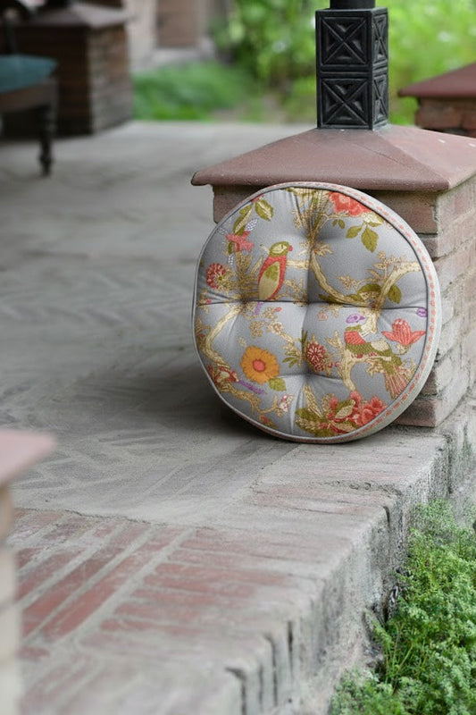 Printed Floor Cushion : Bird Manosque Round Sheeting