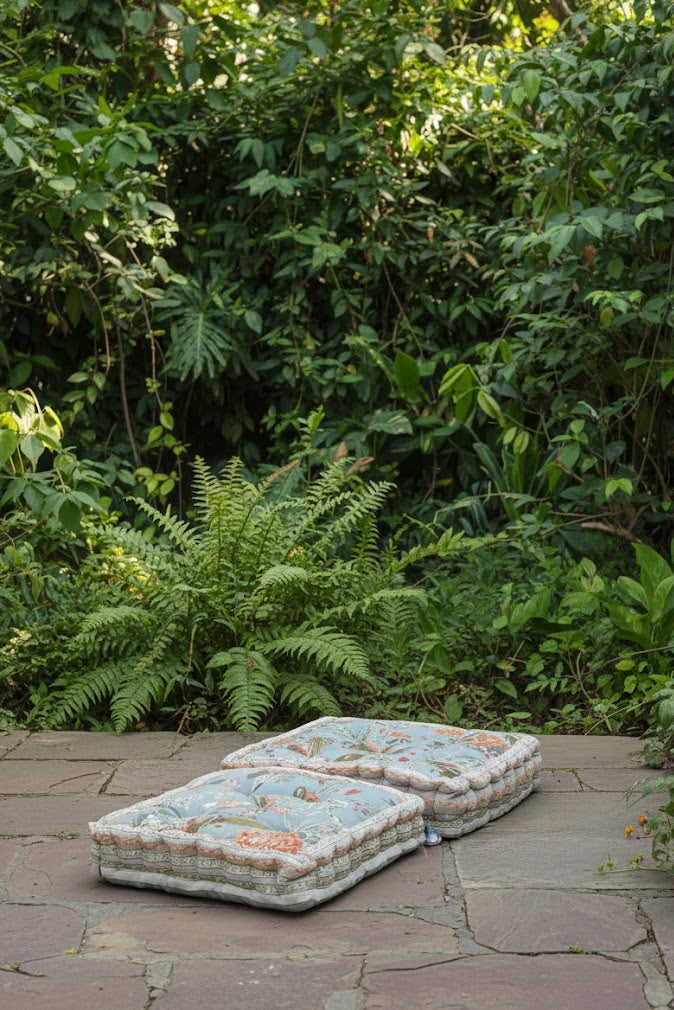 Printed Floor Cushion : Bird Manosque Sheeting