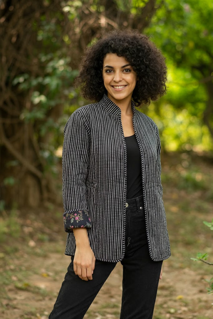 Easy Fit Jacket Reversible : Ubud Black Voile