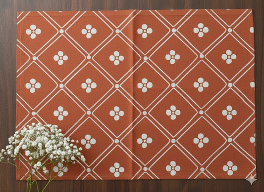 Printed Mat Set of 6 : Boro Bindi  Big Scale Rust Canvas
