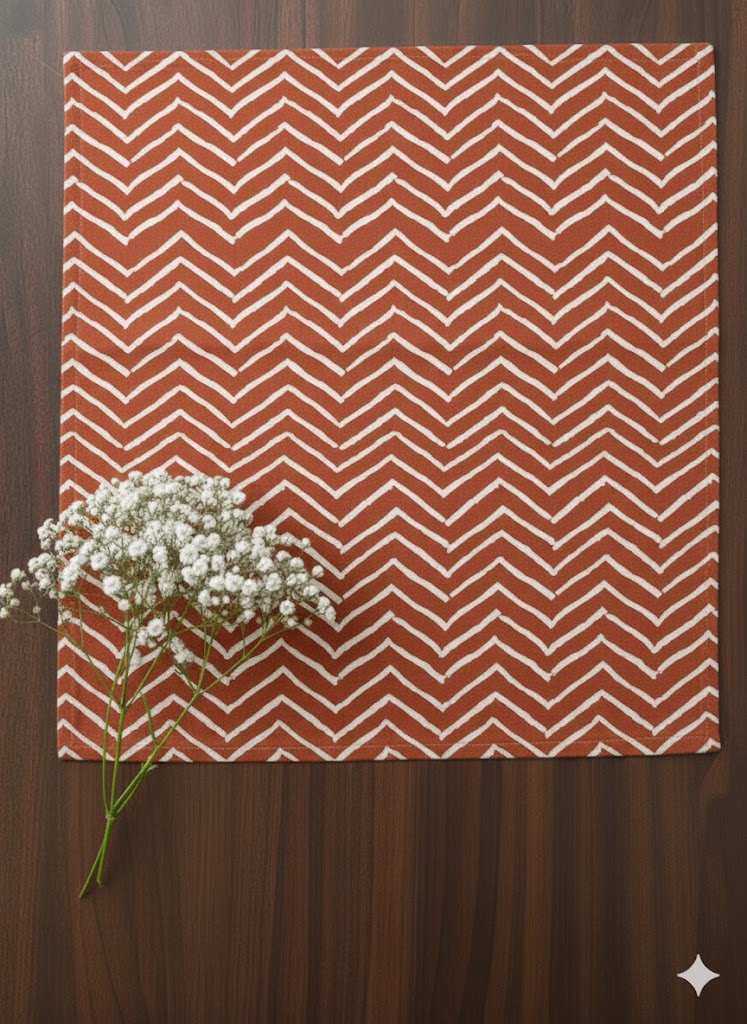 Printed Mat Set of 6 : Gumbaj Rust Canvas