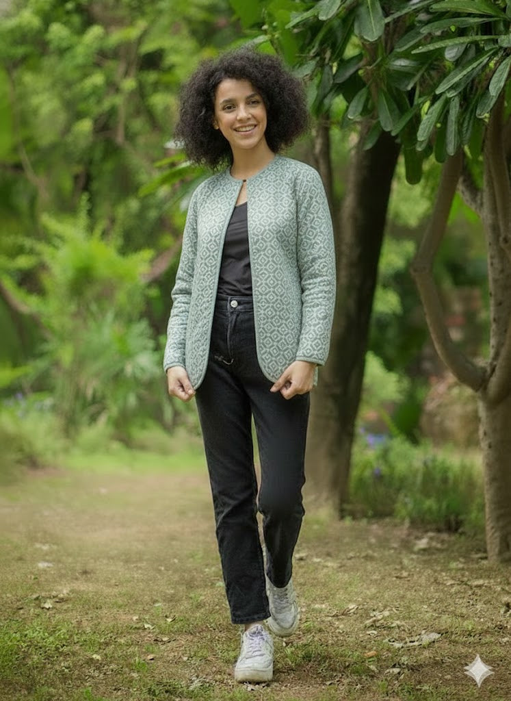 Fitted Jacket Reversible : Florentine Sage Voile
