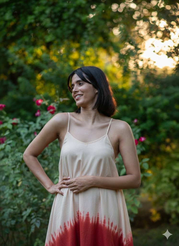 Aphre Slip Dress : Tie Dye Ombre Red Voile