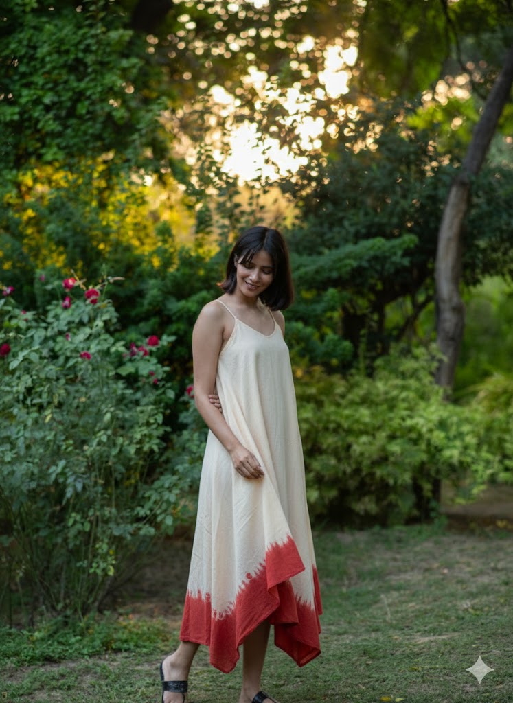 Aphre Slip Dress : Tie Dye Ombre Red Voile