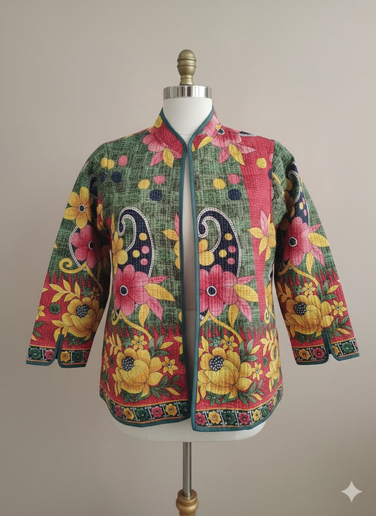 Vintage Handstiched Easy Fit Jacket Rev : Gudri Cotton