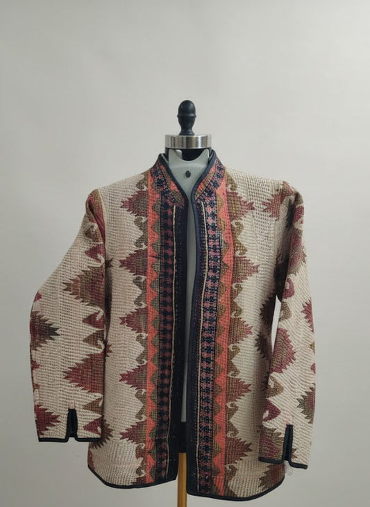 Vintage Handstiched Easy Fit Jacket Rev : Gudri Cotton