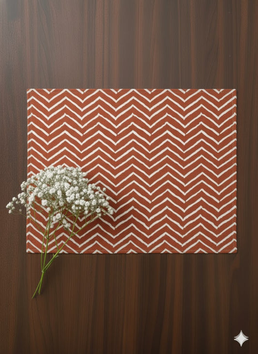 Printed Mat Set of 6 : Gumbaj Rust Canvas