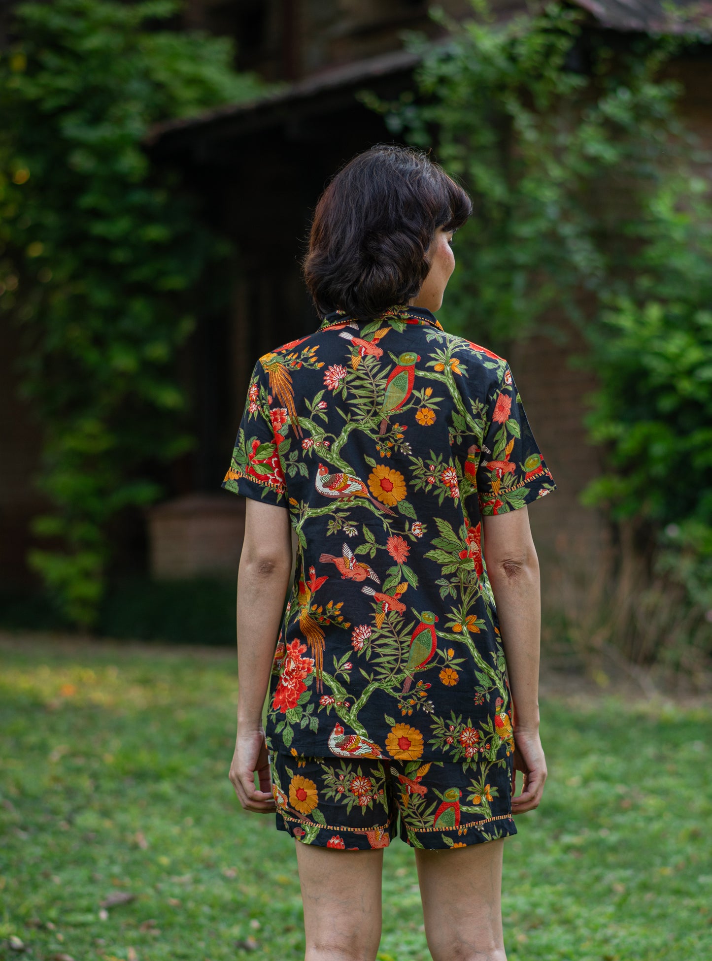 Short Set : Bird Black Voile